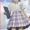 柏潮大碼日系合集正統jk格裙jk制服山吹溫柔一刀水手服百褶裙學(xué)院套裝 溫柔一刀格裙 2XL (建議125-135斤 曬單實(shí)拍圖