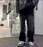 頂峰保羅（Dingfengbaoluo）牛仔褲男士秋季高街直筒長褲子美式復(fù)古寬松闊腿休閑褲506黑灰L 曬單實(shí)拍圖