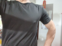 糜嵐（MieLanat）張力收袖口三分短袖伏黑甚爾同款運動(dòng)健身緊身衣高彈速干圓領(lǐng)T恤 XL  130150斤建議 曬單實(shí)拍圖