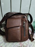 適上（FITUPON）真皮頭層牛皮男包單肩斜挎包復古瘋馬皮休閑豎款款方形手工背包潮 復古-咖色 曬單實(shí)拍圖