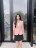 櫻芭妮小西裝外套女七分袖2025新款春夏韓版休閑百搭修身西服上衣 粉色西裝外套 L 【100-110斤】 曬單實(shí)拍圖