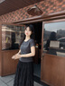LAGOGO壓褶肌理感半身裙女拉谷谷2025春夏新款松緊高腰氣質(zhì)黑裙子 黑色 L 曬單實(shí)拍圖