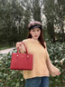 viney牛皮斜挎手提包包女包輕奢托特包單肩包生日禮物送女友老婆 【紅色】高級感實(shí)用大包 品牌百搭通勤紅色新娘婚包 曬單實(shí)拍圖