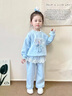 G.DUCKKIDS小黃鴨女童套裝春秋愛(ài)莎公主衣服兒童服裝蝴蝶結花邊衛衣兩件套潮 藍色 100 cm 曬單實(shí)拍圖