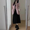 FSHE防曬襯衫吊帶連衣裙套裝女2025春夏新款寬松休閑白色襯衣兩件套潮 黑色連衣裙 S 建議100斤內(nèi) 曬單實(shí)拍圖