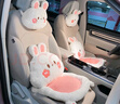 齊選2025毛絨汽車(chē)坐墊冬季車(chē)載座椅屁墊子背靠卡通可愛(ài)車(chē)內裝飾通用女 【毛絨小兔】坐墊＋腰靠 曬單實(shí)拍圖