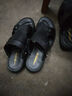 老人頭 涼鞋男士休閑鞋軟底沙灘鞋牛皮透氣涼拖鞋舒適按摩底戶(hù)外男鞋子 黑色 43 （偏小一碼） 曬單實(shí)拍圖
