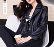 香影皮衣外套女短款2025春秋新款今年流行復(fù)古翻領(lǐng)小個(gè)子機(jī)車夾克 黑色 M 曬單實(shí)拍圖