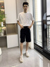 Lee Cooper/李庫珀 男士黑色短褲夏季新款潮牌時(shí)尚寬松簡(jiǎn)約牛仔五分褲男 黑色 XL 【建議130-140斤左右】 曬單實(shí)拍圖