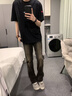 查爾斯桃心短袖t恤男2025年夏季純棉圓領(lǐng)愛(ài)心印花無(wú)性別白色上衣 黑色 M  曬單實(shí)拍圖