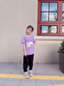 真維斯女童短袖t恤純棉夏季2025年新款夏裝女孩半袖薄款衣服中大童童裝 紫 魔法卷毛狗+白 魔法狗 90 曬單實拍圖