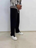 歌樸偉褲子男夏季冰絲薄款透氣寬松小西裝褲休閑百搭直筒九分褲男士 黑色（直筒） XL(建議115-145斤) 曬單實拍圖
