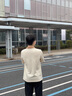 卡賓（CABBEEN）【撞色拉鏈運(yùn)動翻領(lǐng)】男裝織帶拼接Polo衫新款短袖夏珠地上衣 杏色15（寬松版型） L /175/50 曬單實(shí)拍圖