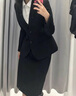 BILLIE GENE大學(xué)生秋冬西裝外套女職業(yè)正裝套裝修身黑西服面試答辯工作小個(gè)子 黑色外套 S （建議90斤以下） 曬單實(shí)拍圖