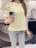 莫代爾縷空刺繡t恤女2026夏季新款設計感小眾洋氣正肩短袖上衣小衫 明黃色 L 【建議91-105斤】 曬單實(shí)拍圖