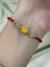 中國(guó)黃金（CHINA GOLD）蓮花黃金手鏈女足金轉(zhuǎn)運(yùn)珠紅繩手鏈七夕情人節(jié)禮物送女友老婆生日 足金蓮花和田玉手鏈+禮盒證書(shū) 曬單實(shí)拍圖