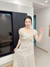 lagogo木耳邊度假風(fēng)碎花連衣裙女拉谷谷2025春夏新款泡泡袖裙子 混色 M 曬單實(shí)拍圖