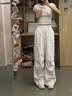 格宛瑪短袖女修身白色t恤女2025夏季女裝新款顯瘦短款打底衫上衣高級感 白色蝴蝶結(jié)刺繡短袖 L 曬單實(shí)拍圖