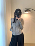 DXOT韓系休閑防曬襯衫女款夏季2025新款修身立領(lǐng)運動顯瘦瑜伽服上衣女 灰色 L 建議 95-115斤 曬單實拍圖