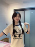 真維斯（JEANSWEST）撞色短袖潮流t恤女夏季2025新款爆款女士純棉慵懶風(fēng)小眾半袖上衣 米藏青 玩樂小貓黑 XL 曬單實(shí)拍圖