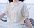 香影奶黃色小雛菊針織短袖t恤女2025夏裝新款圓領(lǐng)洋氣小個(gè)子上衣 黃色 S 155/80A/85-95斤 曬單實(shí)拍圖
