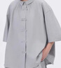 無印良品（MUJI）IDEE 女式 平紋 短袖襯衫 女士襯衣25年夏季女裝上衣GA41CC5S 煙熏綠色 M （155/80A） 曬單實(shí)拍圖