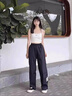 淘尼鼠夏季女童闊腿褲兒童褲子冰絲工裝褲2024新款防蚊褲女大童夏裝長褲 深灰色 150 曬單實(shí)拍圖