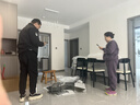 春花秋月實木巖板餐桌椅家用小戶型飯桌詫寂風(fēng)長方形西餐桌簡約餐廳家具 啞光純白+黑色桌腳+羊角椅 1.2米 一桌六椅 曬單實拍圖