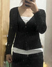 凰巣假兩件打底衫長(cháng)袖女早春韓系黑白撞色內搭修身顯瘦設計感修身上衣 黑色M 曬單實(shí)拍圖
