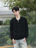 gxg.jeans男裝針織衫 黑色假兩件半開襟休閑毛衣 25年春新品 黑色 L (175) 曬單實(shí)拍圖