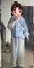 池夏【中國符號:青瓷染】唐半臂人棉襯衫改良宋褲原創(chuàng  )漢服女 春夏 青瓷染四件套(含包包) M 現貨 曬單實(shí)拍圖