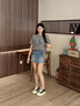 Calvin KleinJeans25春夏新款女士休閑通勤字母印花純棉針織短袖T恤47B864G P7E-椰青灰 S 曬單實拍圖