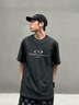 卡賓（CABBEEN）【顯瘦順色拼接】男裝 低調質(zhì)感短袖T恤造舊洗水暗閃印花潮牌 煤黑色01 M /170/48 曬單實(shí)拍圖