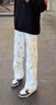 POUM 白色痞帥感牛仔褲男士夏季漆點(diǎn)褲子美式高街微喇傘兵工裝長(zhǎng)褲男 CHFS-C1151白色 XL 曬單實(shí)拍圖