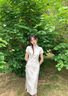 莫代爾蕾絲連衣裙披肩套裝女2025夏季新款復(fù)古設(shè)計(jì)感收腰顯瘦A字中長(zhǎng)裙 米色連衣裙【單件】 M 曬單實(shí)拍圖
