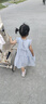 ASK JUNIOR兒童連衣裙2025夏女童飛飛袖荷葉邊天絲肌理感公主裙 藍(lán)色 100 曬單實(shí)拍圖