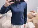 NAOTIEA納奧蒂爾小帆船純棉長(cháng)袖T恤女2025春季新款寬松大碼POLO衫顯瘦T恤 藏青色 2XL （ 建議115-125斤） 曬單實(shí)拍圖