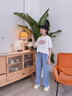 優(yōu)優(yōu)1點(diǎn)（Yoyo one）女童夏季套裝2025新款中大童洋氣韓版夏裝兒童女孩休閑短袖兩件套 13115藍(lán)色+9981白色【天絲套裝】 150 150cm 曬單實(shí)拍圖