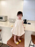 夢伊藍（MENGYILAN）女童連衣裙兒童夏季公主裙子花苞裙洋氣百褶裙童裝女寶寶周歲衣 卡其色 90 曬單實拍圖