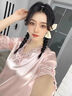 PAGKAVIO國際一線(xiàn)品牌真絲睡衣女100%桑蠶絲睡裙女春夏季短袖蕾絲睡裙重磅 粉紅色 L 【建議100-115斤】 曬單實(shí)拍圖