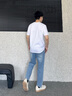 卡賓（CABBEEN）【燙鉆印花】涼感高級短袖T恤男裝2025夏季新款圓領(lǐng)上衣男 米白色12（舒適版型） L /175/50 曬單實拍圖