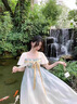 莫代爾新中式輕國風改良版漢服連衣仙女2025夏季超仙氣茶歇法式小個子裙 漸變綠 M 曬單實拍圖