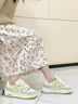 森馬2025夏季新款女鞋丑萌可愛休閑板鞋女學生厚底增高透氣網(wǎng)面小白鞋 白綠 38 曬單實拍圖