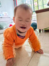 G. DUCKKIDS嬰兒爬行服拖地裝寶寶爬爬服兒童連體衣擦地板春秋夏季防臟拖把俠 桔色露手露腳  薄 春秋 90cm 曬單實拍圖