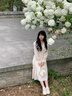 暄琰 法式仙女長(cháng)裙2025春夏新款荷葉邊溫柔收腰顯瘦氣質(zhì)長(cháng)袖連衣裙 淺杏色 XL 曬單實(shí)拍圖