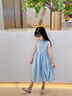 圖圖小象女童連衣裙2025夏季新款兒童海邊度假裙子中大童100%棉長裙公主裙 藍色 140 身高約140cm 曬單實拍圖