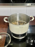 韓笑316食品級加厚陶瓷不銹鋼湯鍋帶蒸籠家用電磁爐雙耳蒸煮鍋具燉鍋 【湯鍋+優(yōu)質(zhì)不銹鋼蒸籠】 22cm 曬單實(shí)拍圖