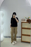 MMOPTOP美式多口袋工裝褲子春夏季男士痞帥傘兵直筒休閑褲MXXK10 卡其 XL 曬單實(shí)拍圖