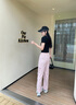 真維斯工裝闊腿褲女士新款美式傘兵褲夏季潮流街頭城市輕戶(hù)外寬松褲子JR 粉835A M 曬單實(shí)拍圖