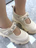 艾今（IIJIN）2024夏季新款女鞋10.5cm厚底內(nèi)增高簡約時尚瑪麗珍鞋女YF958EXP 米色 37 曬單實拍圖